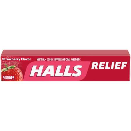 HALLS Halls Strawberry Cough Drops 9 Count, PK480 62367